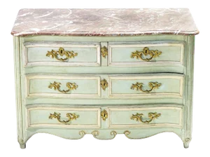 19th C. French Painted Marble Top Commode