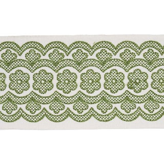 Sample - Schumacher Astrid Embroidered Tape in Green For Sale