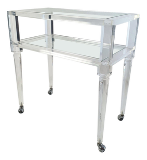Vintage Italian Modern Acrylic Glass and Glass Bar Cart, 1980s