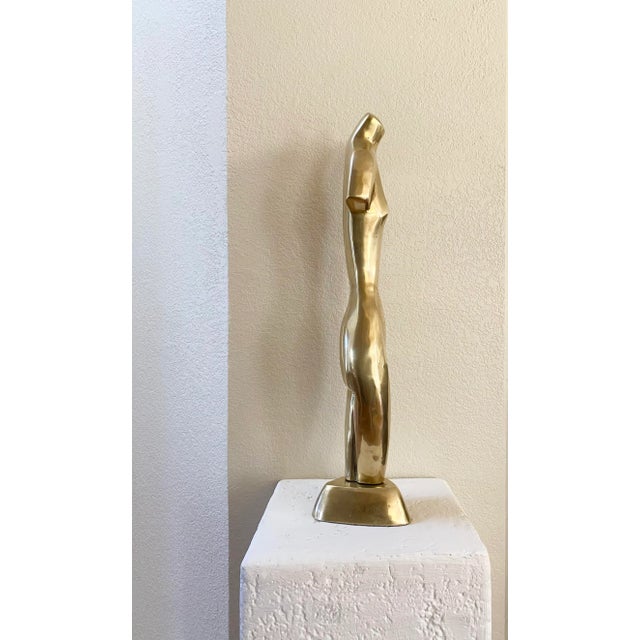 1970s Brass Nude Sculpture by Listed Artist Emiel De Block For Sale - Image 5 of 10