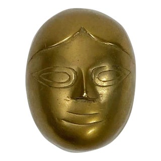 Vintage Dolbi Cashier Figurative Brass Face Lidded Box For Sale