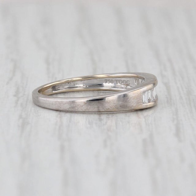 Silver 0.33ctw Diamond Wedding Band 18k White Gold Size 6 Stackable Ring Coa Tomas Rae For Sale - Image 8 of 9