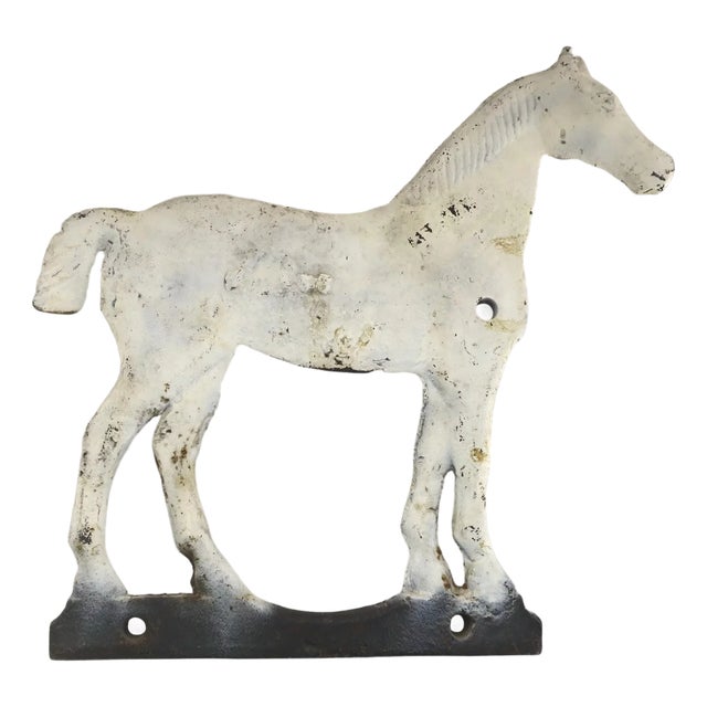 19th Century Windmill Weight Cast Iron Horse with White Paint For Sale