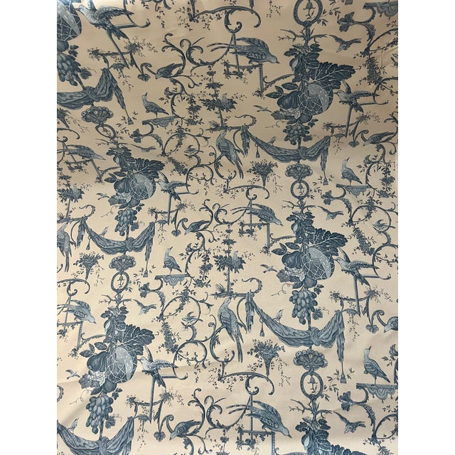 Six yards of Brunschwig & Fils "Kinnvie" designer fabric in a sophisticated blue-and-ivory colorway. This richly detailed...