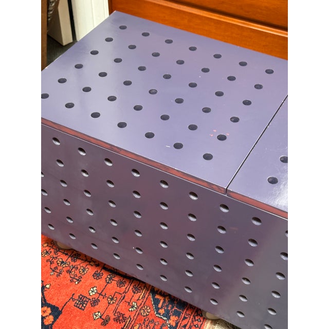 Purple Peg Board Storage Table on Casters For Sale - Image 9 of 12