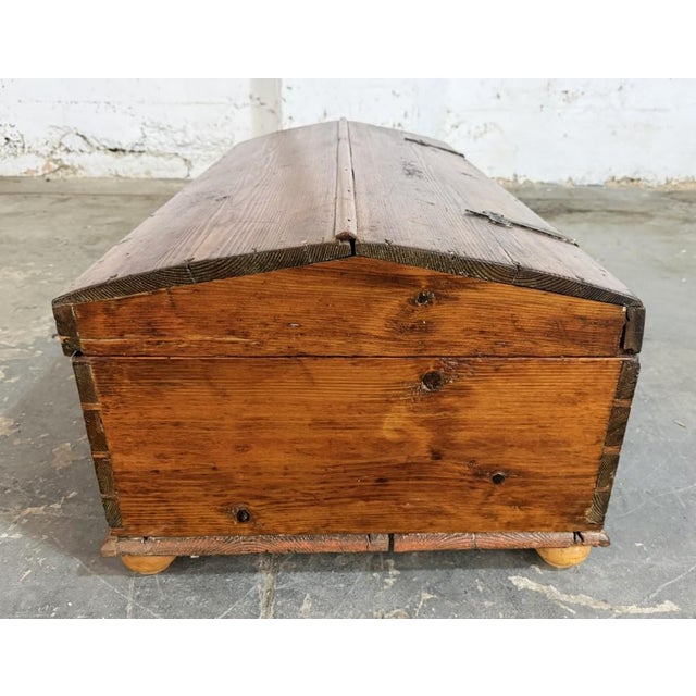 Rustic European Antique Dometop Blanket Chest With Exposed Dovetails For Sale - Image 3 of 11