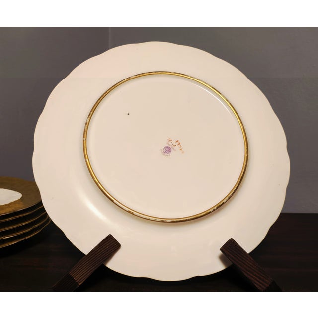 Set of 6 Antique George Jones & Sons Dinner Plates – Embossed Gold Rim, Bavaria Mark Elevate your table with this...