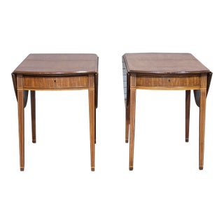 1980s Pair of Kittinger Williamsburg Mahogany Pembroke Table Drop Leaf Tables Cw 27 For Sale