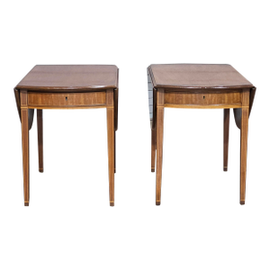 1980s Pair of Kittinger Williamsburg Mahogany Pembroke Table Drop Leaf Tables Cw 27