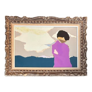 1970’s Original Abstract Female in Landscape Collage Fancy French Frame For Sale