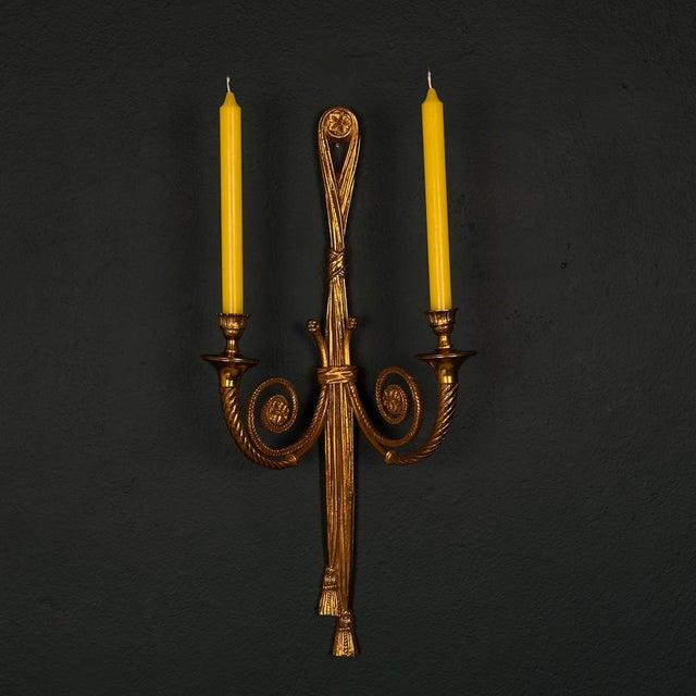 Large Bronze Wall Candle Sconce, France, 1950s For Sale - Image 6 of 18