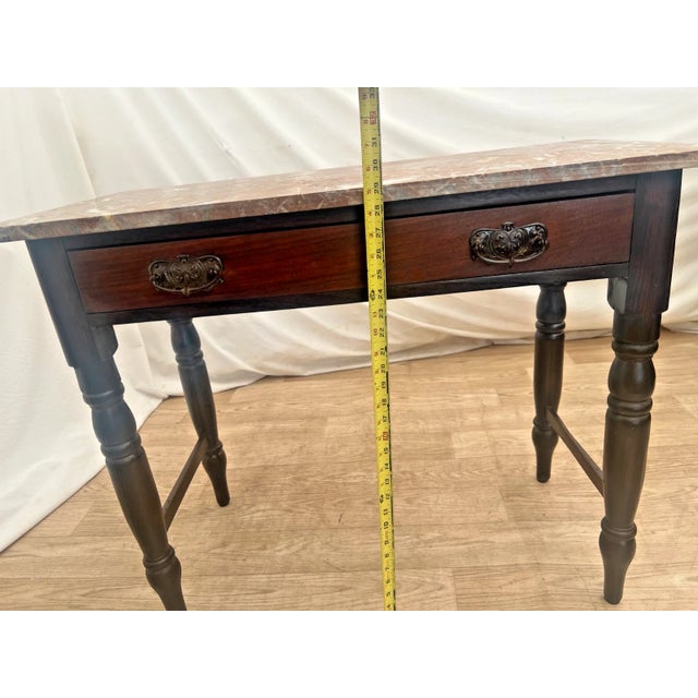 Brown Late 19th Century Victorian Marble-Top Console Table With Spool Turned Legs For Sale - Image 8 of 11