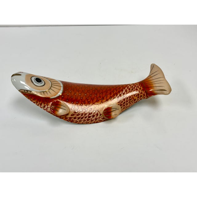 Vintage Chinese Hand Painted Carp/Koi Fish Box With Lid For Sale - Image 9 of 11