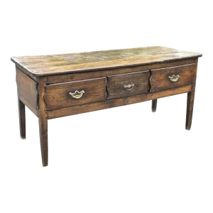 Antique French Three Drawer Planked-Top Server Console Table