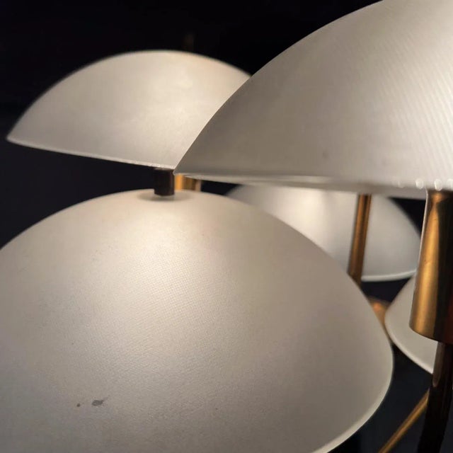 Mid-Century Italian Chandelier Brass Art Glass Florence Italy Luigi Brusotti For Sale - Image 9 of 13