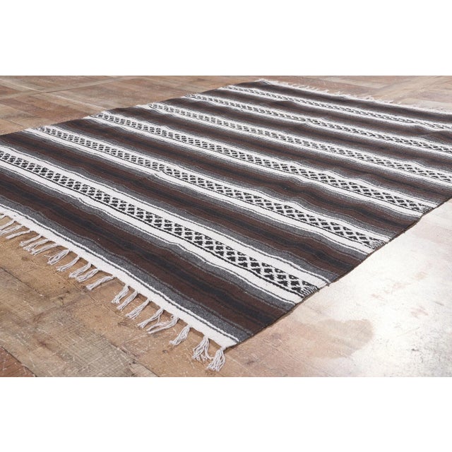 Textile Vintage Striped Indian Kilim Rug - 04'09 X 05'11 For Sale - Image 7 of 9