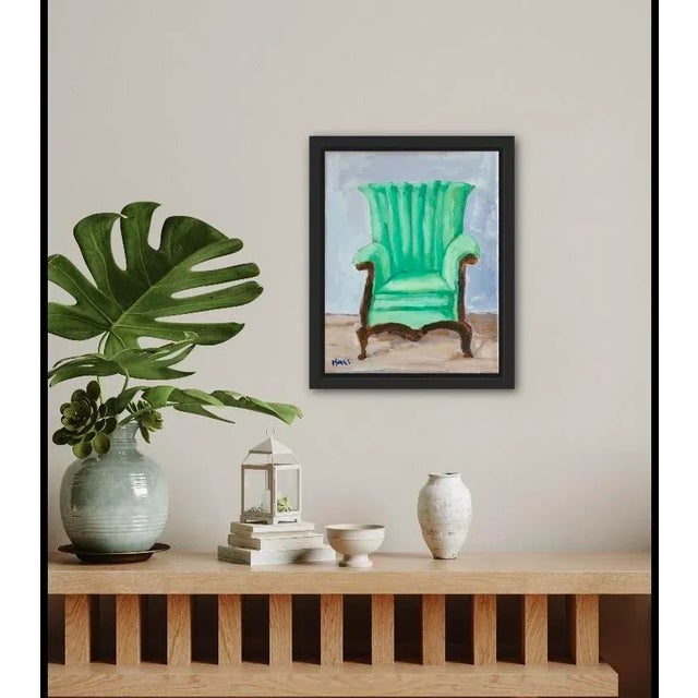 "Green Chair" Contemporary Still Life Original Oil Painting on Canvas by Lisa Haas For Sale - Image 12 of 12