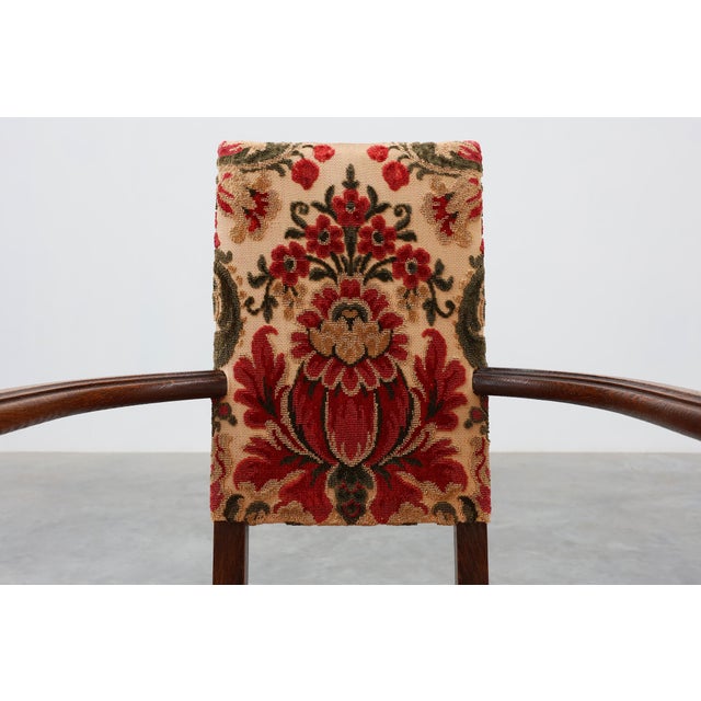 Wood Antique Oak Louis XIII Chair with Floral Upholstery, France, 1890 For Sale - Image 7 of 15