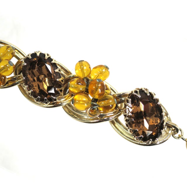Vintage Designer Amber Crystal Link Bracellet 1950s For Sale In Orlando - Image 6 of 8