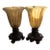 Vintage Ting Shen Hollow Light-Up Table Lamps Feature Amber-Yellow Ribbed Glass Shades - a Pair For Sale