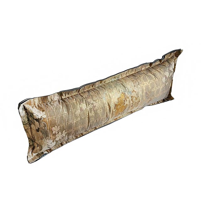 Japanese Japanese Silk Bolster Pillow, Gold Brocade, 1920s Obi For Sale - Image 3 of 15