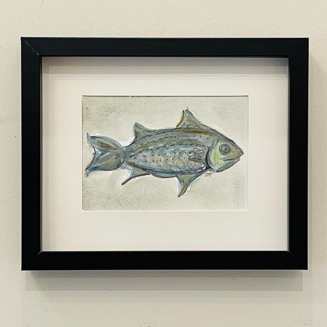 Original watercolor and graphite pencil. + modern frame + gallery mat, framed under glass + signed + suitable for tabletop...