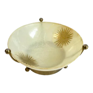 Mid Century Modern 1950s Atomic Fiberglass Bowl With Stand Starburst Brass Tone