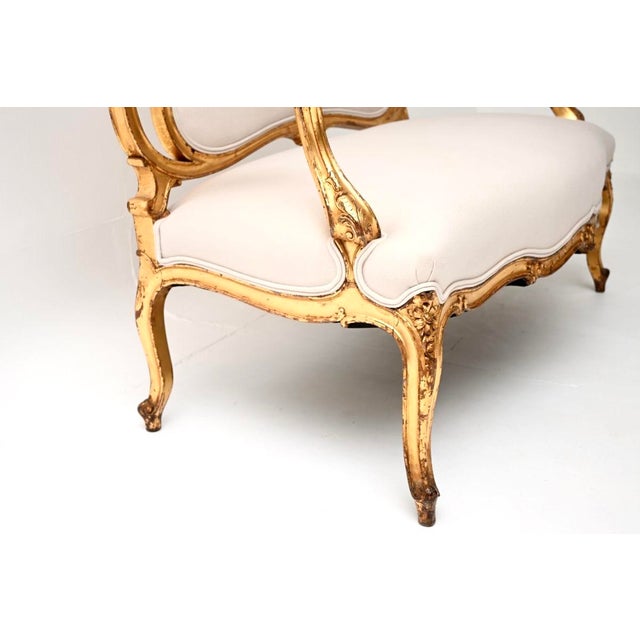 Antique French Carved Gilt Wood Settee, 1890 For Sale - Image 9 of 11