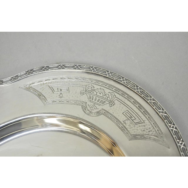 Vintage Victorian Benedict Hammer Craft 302 Silver Plated Harvest Etched Serving Tray. Circa Mid 20th Century....