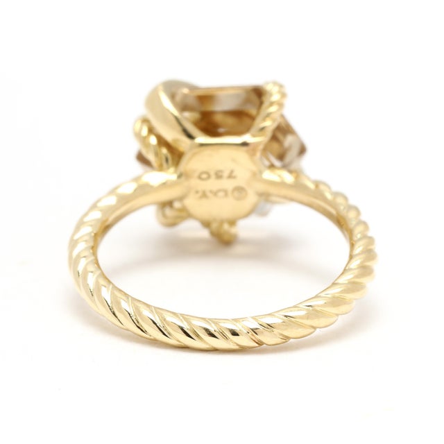 Modern David Yurman Citrine & Diamond Cable Wrap Ring, 18k Yellow Gold, Ring Size 5.5 For Sale - Image 3 of 6