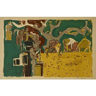 Edouard Pignon, Figures in the Landscape, Lithograph, Mid-20th Century For Sale