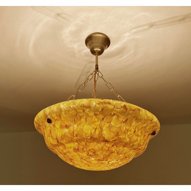 Art Deco Amber Glass Pendant Light, 1930s For Sale - Image 16 of 18