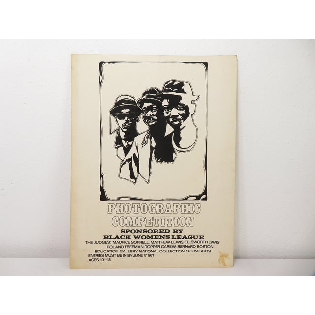 Ultra rare vintage 1971, Black Women's League Photography Competition, two-sided carboard poster flyer informational sign....