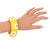 Massive Yellow Resin Bracelet Bangle with Carved Daisy Flowers For Sale In Atlanta - Image 6 of 7