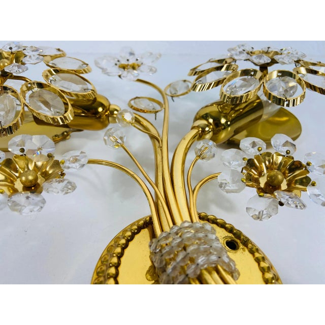 Floral Crystal Glass Sconce from Palwa, Germany, 1960s For Sale - Image 4 of 12