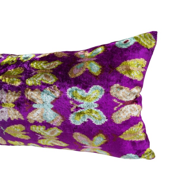 Velvet Ikat Cushion Cover With Butterfly Design For Sale - Image 9 of 10