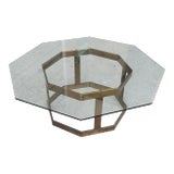 Mid 20th Century Patinaed Brass Octagonal Cocktail Table After Milo Baughman For Sale