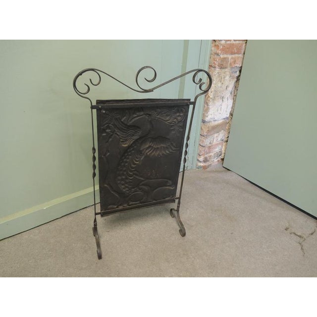 Late 19th Century Arts and Crafts Iron Peacock Fire Screen, 1890 For Sale - Image 5 of 7