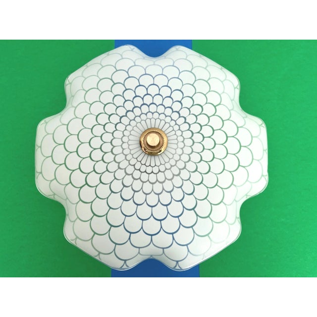 Metal Mid Century Frosted Glass Flower Flush Light For Sale - Image 7 of 18