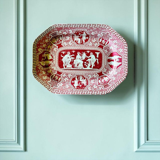 A beautiful antique English transferware platter by Copeland Late Spode in the highly collectible Greek pattern, featuring...