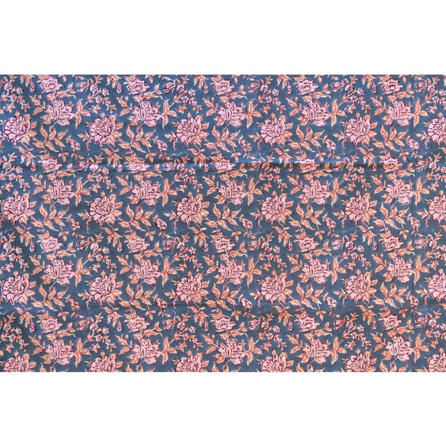 1990s Desert Lily, Hand Blockprint Cotton Coverlet For Sale - Image 5 of 7