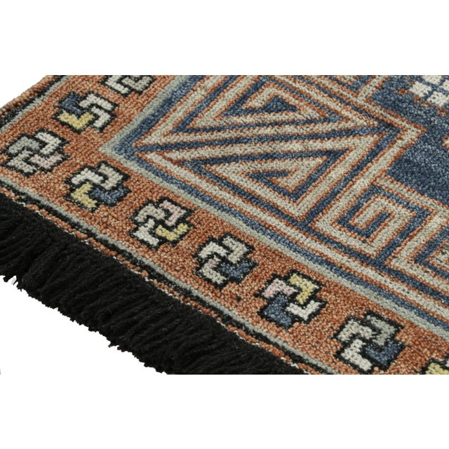 2010s Rug & Kilim’s Khotan Inspired Rug in Brown & Blue Geometric Patterns For Sale In New York - Image 6 of 8