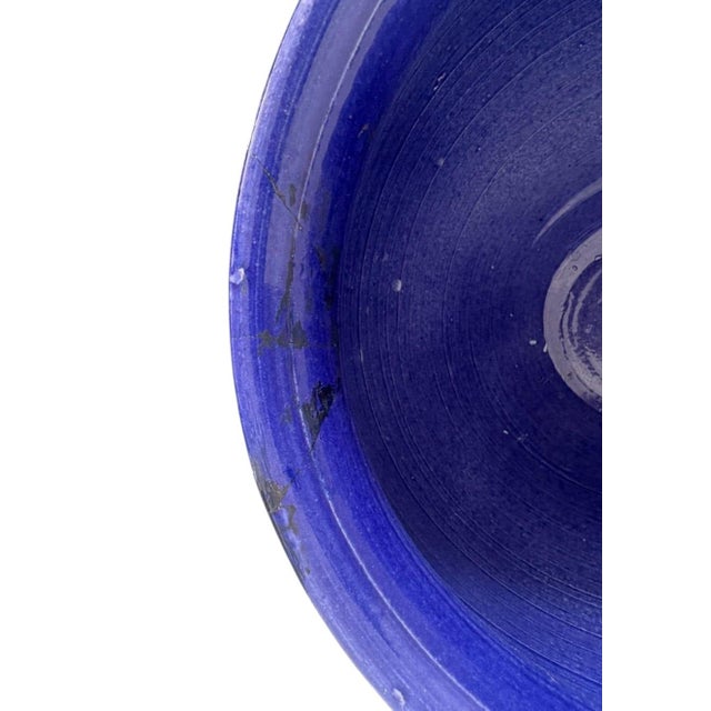 Ceramic Vintage Cobalt Blue Glazed Glazed Ceramic Urn-Form Vase With Loop Handles For Sale - Image 7 of 12