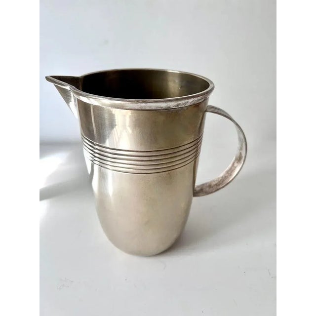 Silver French Silver Plated Brass Art Deco Cocktail Pitcher For Sale - Image 8 of 10