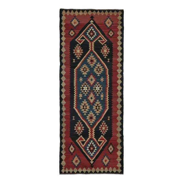 Blue 1950s Vintage Ghazvin Persian Kilim in Blue and Red in Multicolor Patterns by Rug & Kilim For Sale - Image 8 of 8