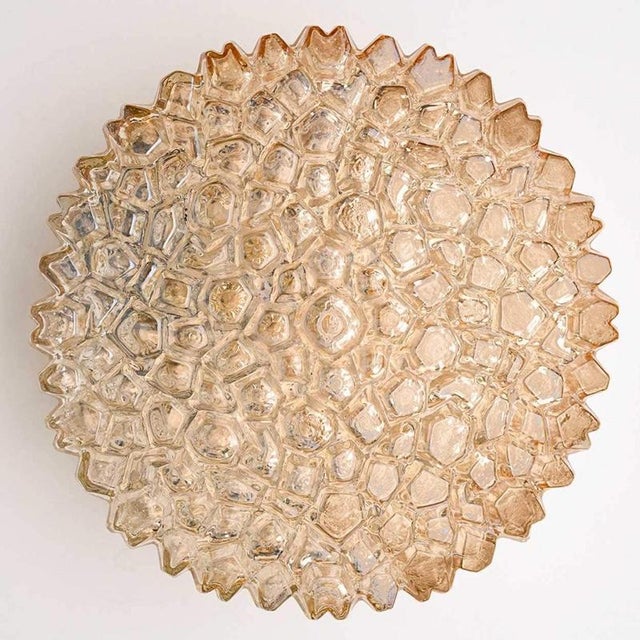 1970s Small Round Clear Textured Glass Wall Light from Limburg, 1970 For Sale - Image 5 of 14