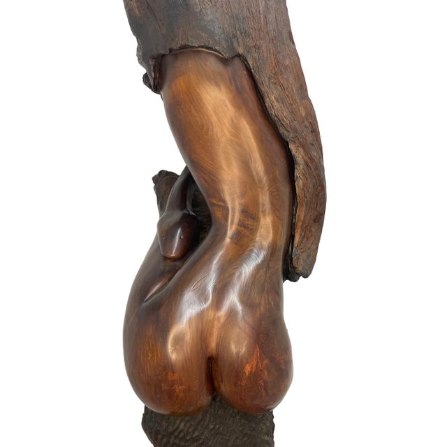 1980s Monumental Signed Wood Sculpture by Sig De Tonancour, 1984 | Organic Modern Figurative Form For Sale - Image 13 of 13