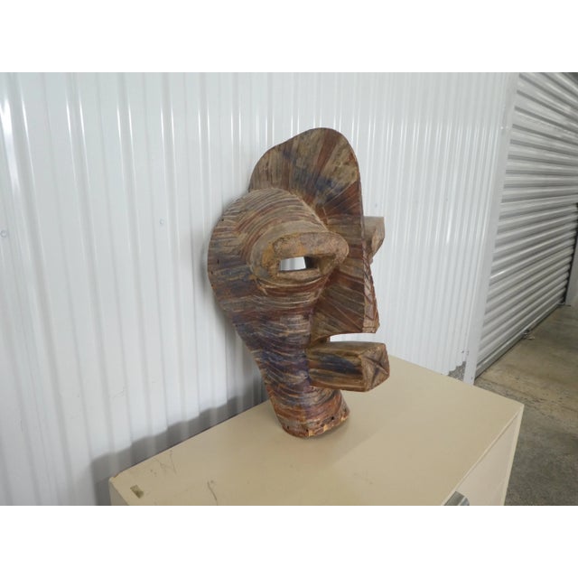 Tribal African Songye Mid Century Hand Carved Wooden Tribal Mask For Sale - Image 3 of 12