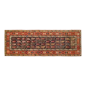 Antique Caucasian Shirvan Oriental Rug in Runner Size with Paisley Design
