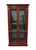 Hollywood Regency John Widdicomb Co. Rust Red Asian Inspired Traditional 42" Lighted Display Curio Cabinet For Sale - Image 3 of 10